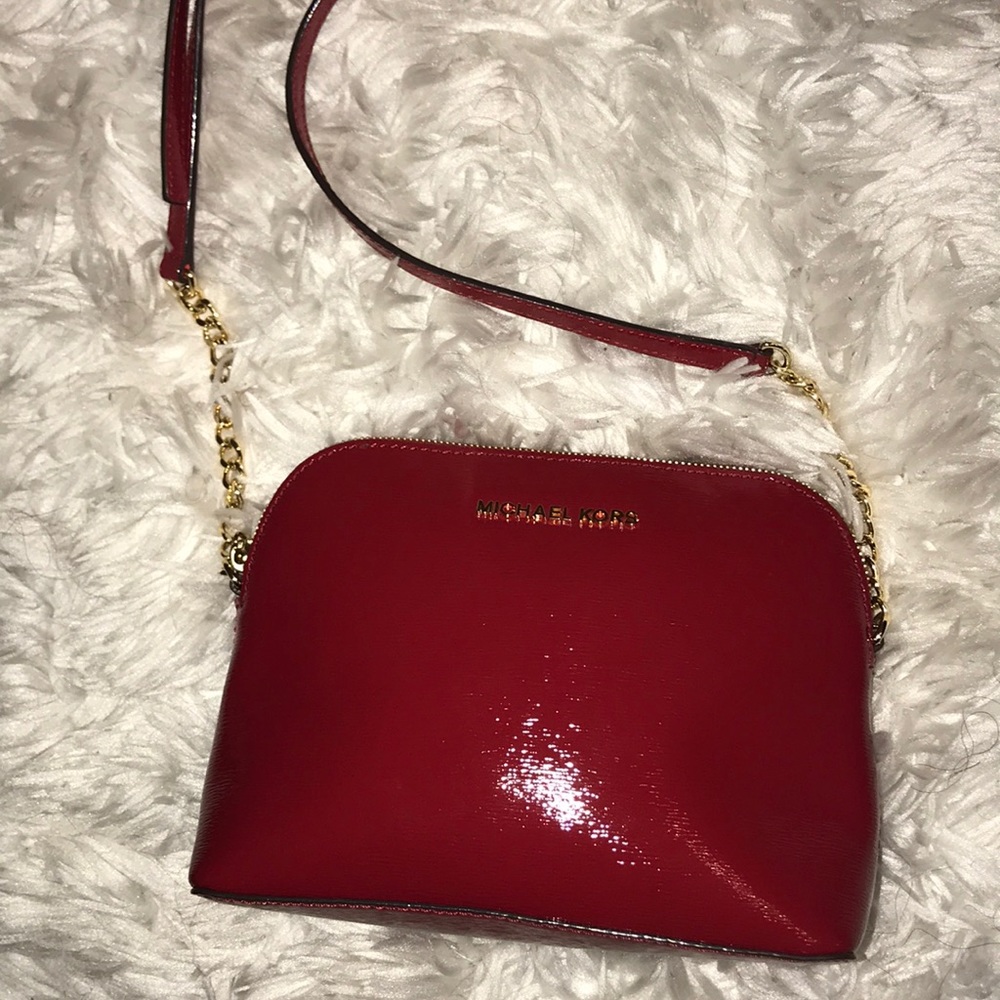 Michael Kors red patent leather crossbody